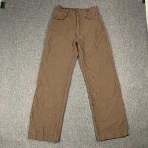 Vintage Pants Womens 23" Brown Denim Mid Rise Wide Leg Straight Preppy Chino